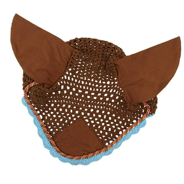Velo de Mosca de Caballo de Ganchillo Hecho de Algodón Transpirable Red de Oído/gorro/capucha Colores marrón Cola Algodón Caballo Velo Mosca