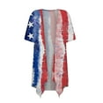 thumbnail image 3 of Lenago Summer Plus Size Cute Tops for Women Casual Printed Short Sleeve Cardigans Drape Open Front Lightweight Summer High Low Hem Tops 4th of July Outfits for Women, 3 of 4