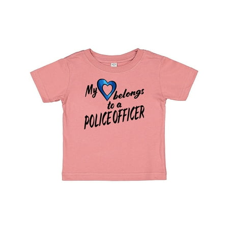 

Inktastic My Heart Belongs to a Police Officer with Blue Heart Gift Baby Boy or Baby Girl T-Shirt