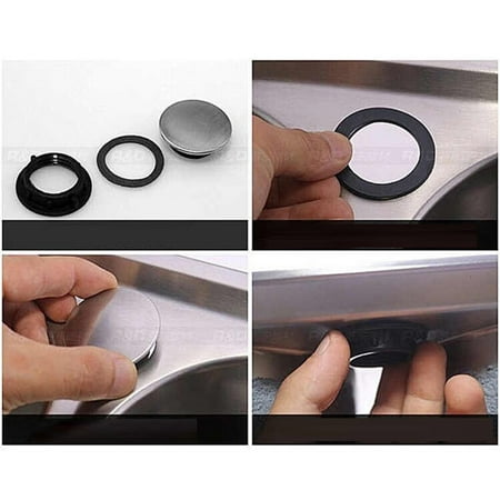 

4pcs Stainless Steel Kitchen Sink Tap Hole Cover Short Nut Kitchen Faucet Hole Dispenser Cover (Installing Hole for 31-40mm)