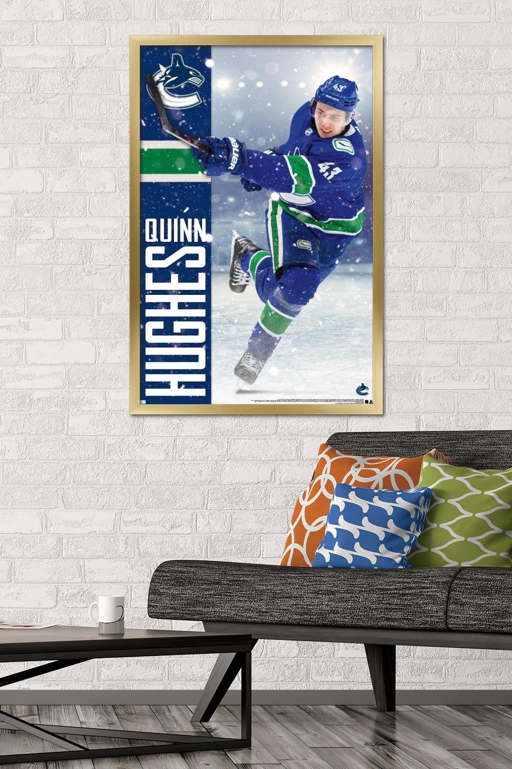 NHL Vancouver Canucks - Quinn Hughes 20 Wall Poster, 22.375" x 34", Framed