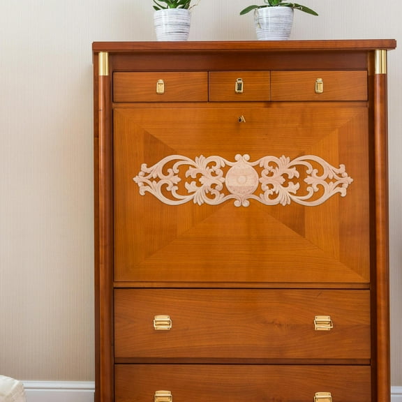 Masteelf Unpainted Wood Onlays Appliques Decorative Carved Wood Trim for Furniture, Cabinet Doors, Dressers, Walls, Roman Column Accents