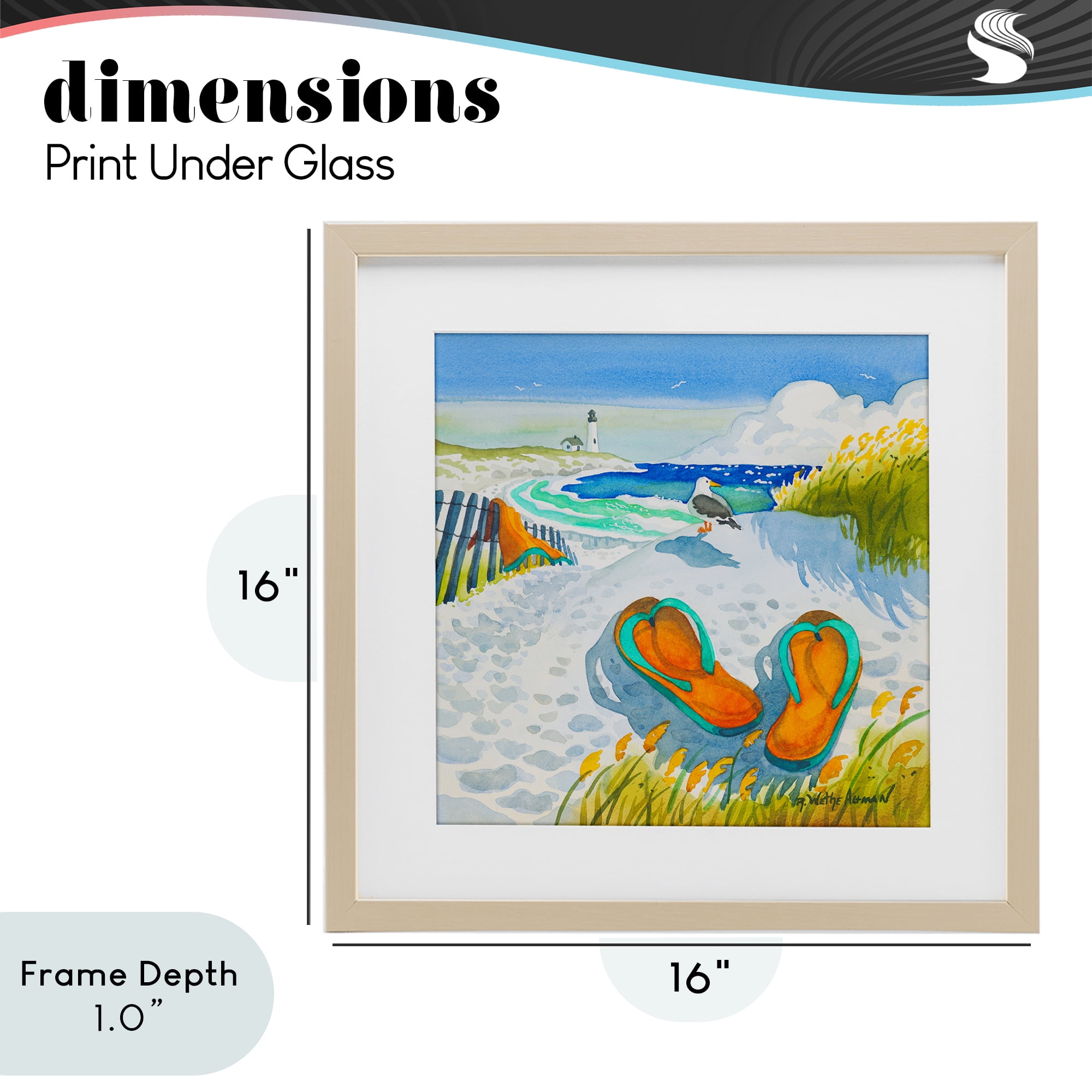 Stupell Industries Seagull & Flip Flops Birch Framed Print Under Glass, design by Robin Altman