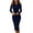 Navy, variant on Women's Elegant Work Business Dress Button Down Bodycon Long Sleeve Neck Church Pencil Dresses, Navy