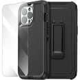 thumbnail image 1 of AIR-Belt-Clip Holster Case for iPhone 14 Pro Max Case with Glass Protector,Heavy Duty Drop Protection Full Body Rugged Shockproof/DustProof Military Grade Tough Durable for iPhone 14 Pro Max, 1 of 4