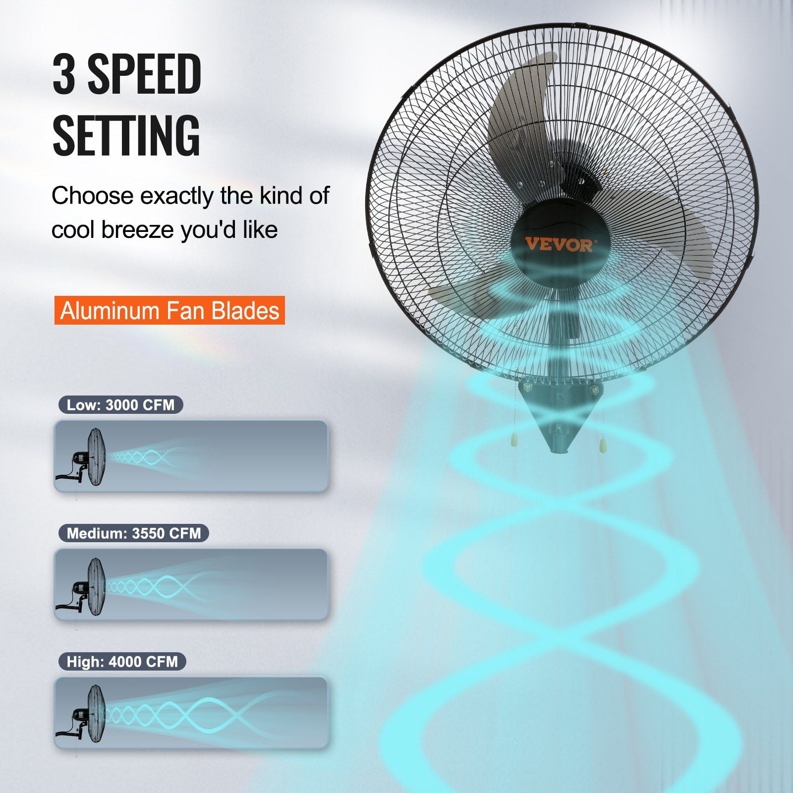 Wall Mount Fan 18 Inch 2 Pack, Oscillating Industrial Fans 3 Speed High Velocity 4000 CFM for Warehouse, Garage, Basement, Workshop, Commercial & Residential