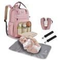 thumbnail image 1 of Pañalera Mochila Para Bebe Mama Moderna Impermeable De Viaje Modelo Rosa, 1 of 4