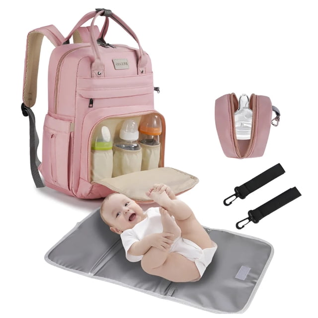 Pañalera Mochila Para Bebe Mama Moderna Impermeable De Viaje Modelo Rosa