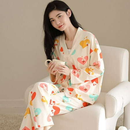 

CoCopeaunt Autumn Winter Women Pyjamas Sets Kimono Bathrobe Style Woman Full Elegant Home Sleepwear Clothing Soft Cotton Women Pajamas Set