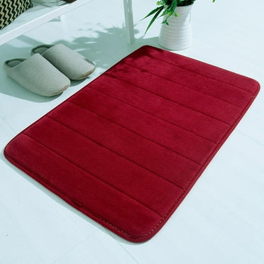 RnemiTe-amo Deals！Absorbent Memory Foam Bath Mat Rug, Ultra Soft Non Slip Bathroom Rug,Water Absorbent and Machine Washable Bath Rug for Bathroom, Shower, and Tub, 24" x 17",Red