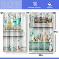thumbnail image 5 of Teal Wood Kitchen Curtains - Rustic Wooden Country Farmhouse Small Short Cafe Tier Curtains Western Decor for Living Dining Room Rod Pocket Window Drapes 40 Inch Length 2 Panels 28"x40", 5 of 5