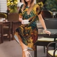 thumbnail image 3 of Lsque Starry Night Guitar Turtle Print Women's Casual Dress T-Shirt Summer Short Sleeve Scoop Neck Swing Dresses, 3 of 6