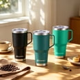 thumbnail image 5 of AQUAPHILE 30oz Stainless Steel Insulated Coffee Mug with Handle, Double Walled Vacuum Travel Cup with Lid & Straw, Reusable Thermal Coffee Cup, Portable Coffee Tumbler,Green, 5 of 7
