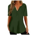 thumbnail image 1 of Timegard Hauts d'Été pour Femmes Col en V Boutonné Manches Courtes Blouse Confortable Tunique Décontractée Habillée, 1 of 6