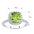 thumbnail image 4 of SuperJeweler 2 Carat Cushion Cut Peridot and Halo Diamond Ring In Sterling Silver For Women, 4 of 5