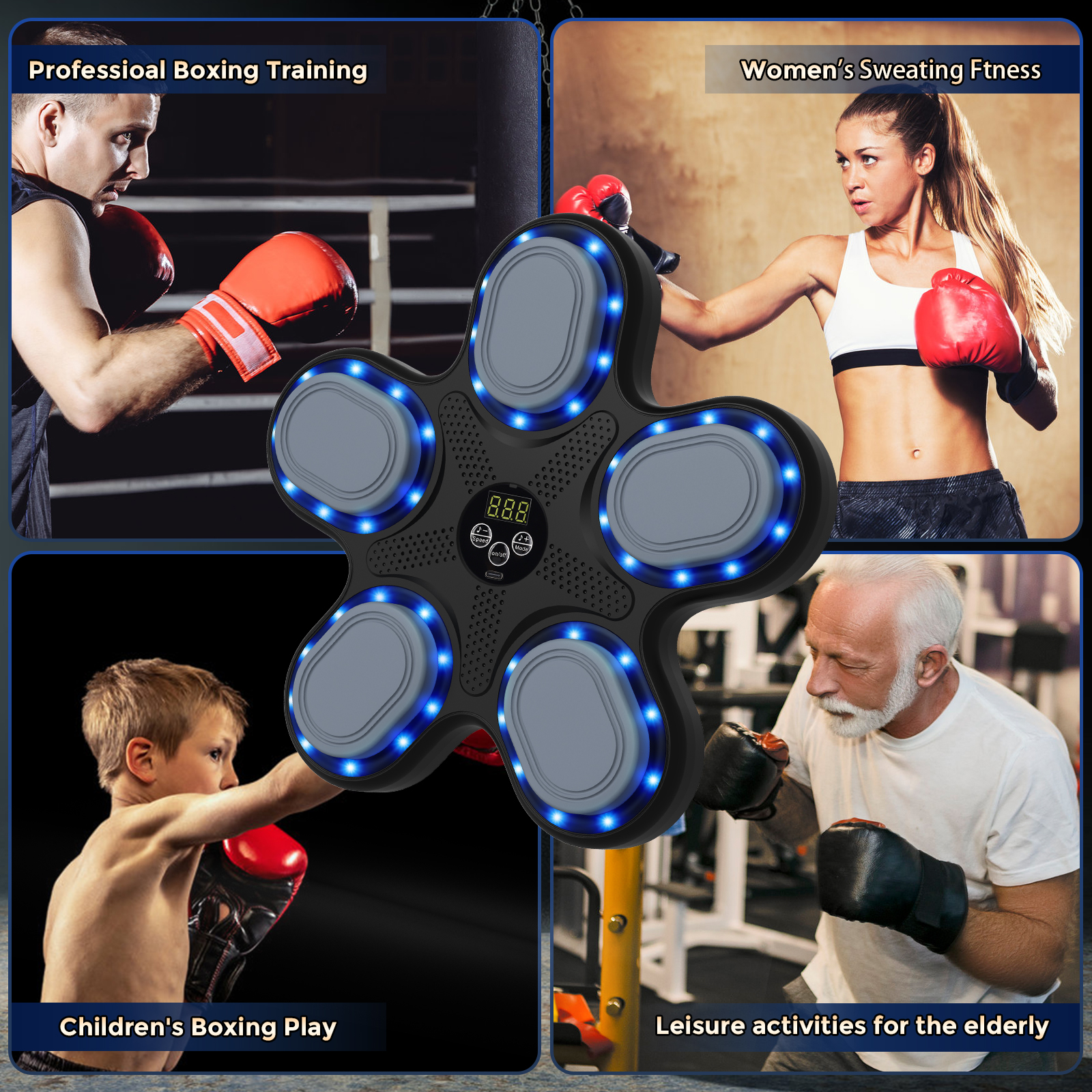 Machine de Boxe Musicale - PIMPIMSKY - Électronique - Bluetooth - 1200mAh - Murale - Sport Machine de Boxe Musicale - PIMPIMSKY - Électronique - Bluetooth - 1200mAh - Murale - Sport