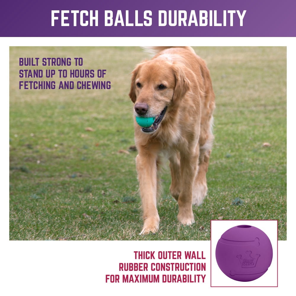 Chew King 2.5" Durable Rubber Fetch Balls Dog Toy, 8 Pack