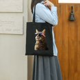2 pcs Cute cat Print Canvas Tote Bag Travel Work Lightweight Shoulder