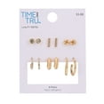thumbnail image 3 of Time and Tru Adult Women's Gold Tone 6 Pair Stud and Hoop Crystal Metal Earring Set, 3 of 4