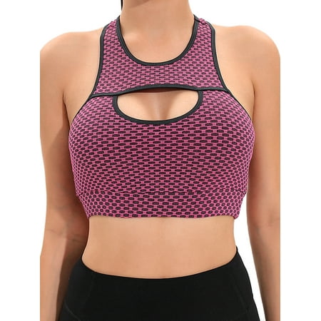 

SHCKE Women s Yoga Sports Bras Cutout Crop Workout Tops Medium Support Active Bra with Removable Cups