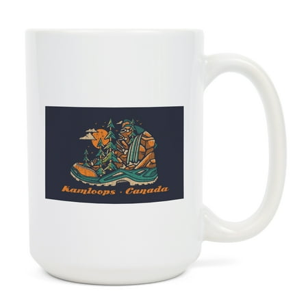 

15 fl oz Ceramic Mug Kamloops Canada Hiking Boot Contour Dishwasher & Microwave Safe