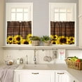 thumbnail image 2 of Sunflower Floral Valance and Tier Set, Farm Flower Small Half Window Tier Curtain , Vintage Rod Pocket Valance Window Treatment Decor for Kitchen/Bedroom 54x18 & 27x24x2, 3 Panel, 2 of 4