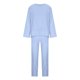 thumbnail image 4 of ICHUANYI Clearance Women's Solid Cotton Linen Round Neck Long Sleeve Loose Casual Set(Blue, L) ICHUANYI WER2023080812847, 4 of 6