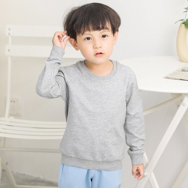 LSLJS Chandail en Molleton pour Bébé Garçon Fille, Couleur Unie, Col Rond, Haut Chaud Automne Hiver