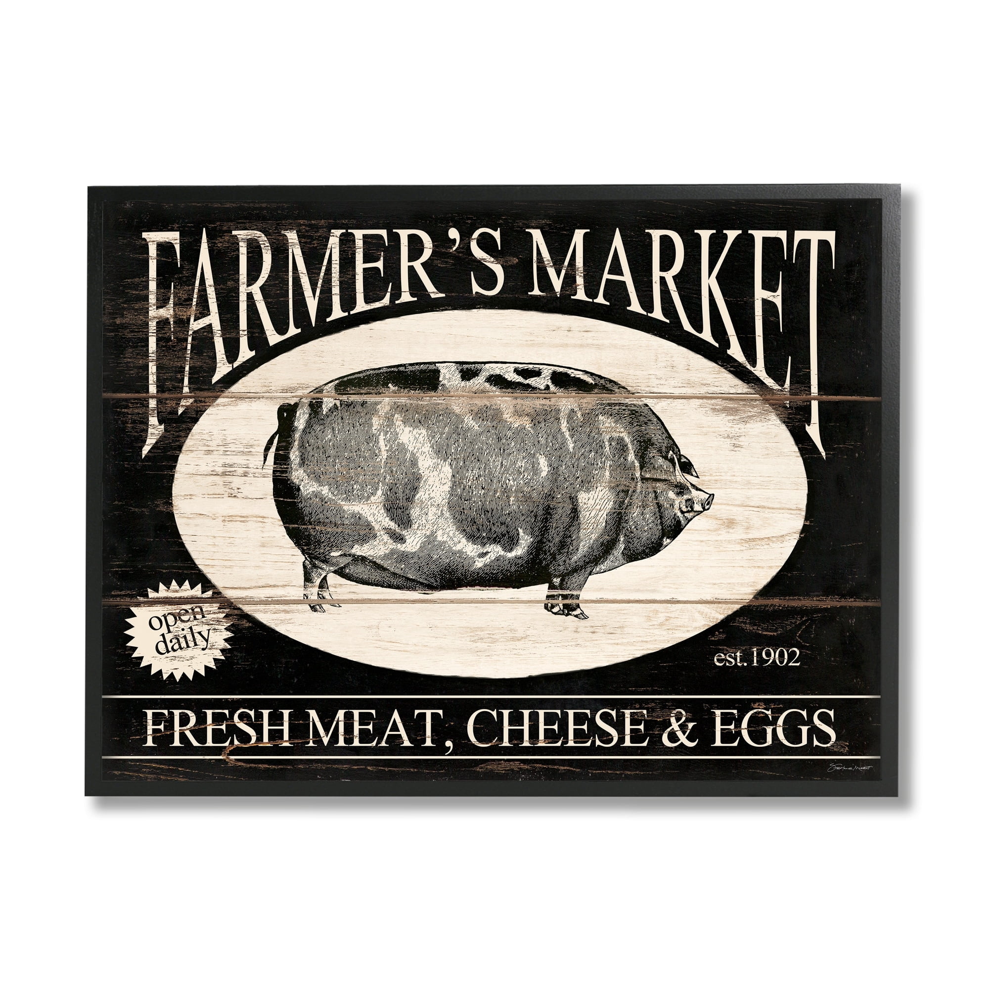 Stupell Industries Farmer's market Est. 1902 Vintage Sign Farm Pig, 30 x 24, Design by Stephanie Workman Marrott