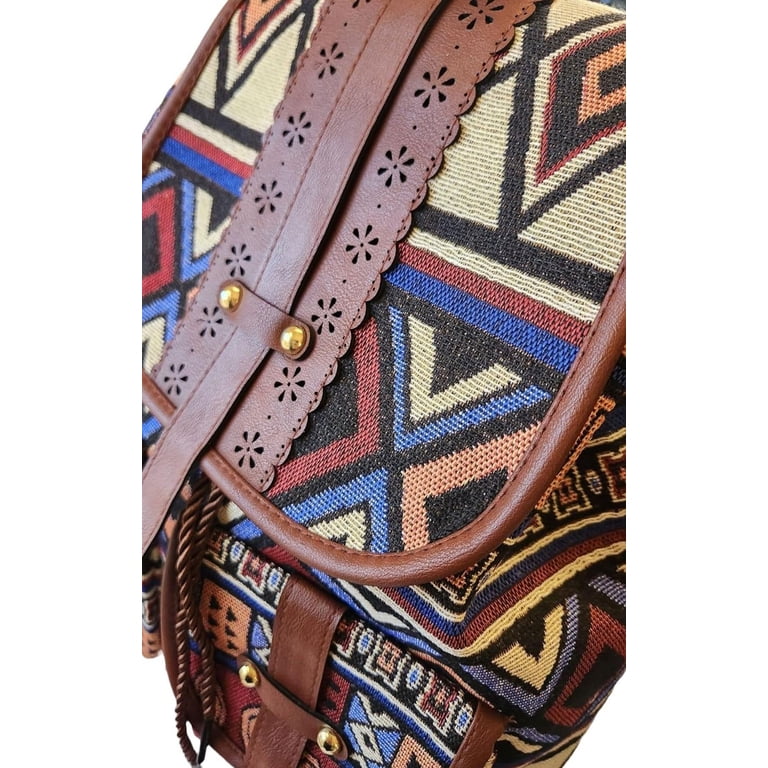 Hippie Canvas Women Backpack Purse- Boho Style Ethnic  display picture 3