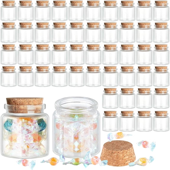 24 Pcs Small Glass Jars with Cork Lids, Mini Potion Bottles Bulk Tiny Wishing Vial Spell Jars for DIY Art Crafts Gift Father's Day Graduation Wedding Birthday Party Favors (50ml/1.7oz)