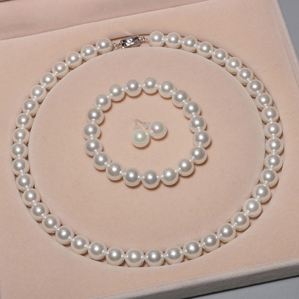 Freshwater Cultured Pearl Necklace Set Stunning Bracelet 925 Silver Stud Earrings Women Jewelry
