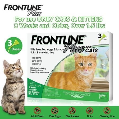Merial Frontline Plus Flea and Tick Control for Cats and Kittens(1.5 lbs and over), 3 Doses