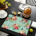 thumbnail image 3 of Pioneer Flower Floral Print Pattern Summer Placemats Table Placemats Set Of 6-Linen Kitchen Washable Placemats Table Mats 12x18 Inch Non-Slip Heat Resistant, 3 of 5