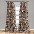 thumbnail image 2 of Floral Window Curtains, Wild Nature Themed Digital Illustrated Rose Pattern With Leopard Skin Ornament, Lightweight Decor 2-Panel Set with Rod Pocket, Pair of - 28"x63", Rose Warm Taupe, by Ambesonne, 2 of 3