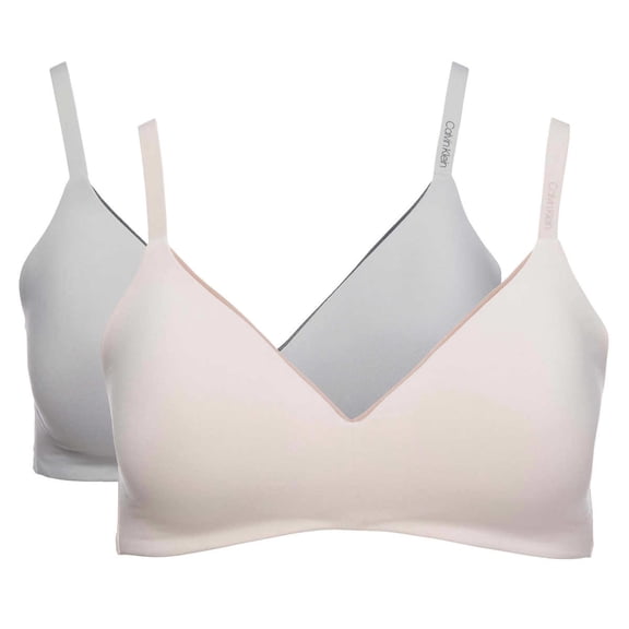 Calvin Klein Women's Bras, Lightly Lined Wirefree, Small, Pink/Gray, 2 Pack