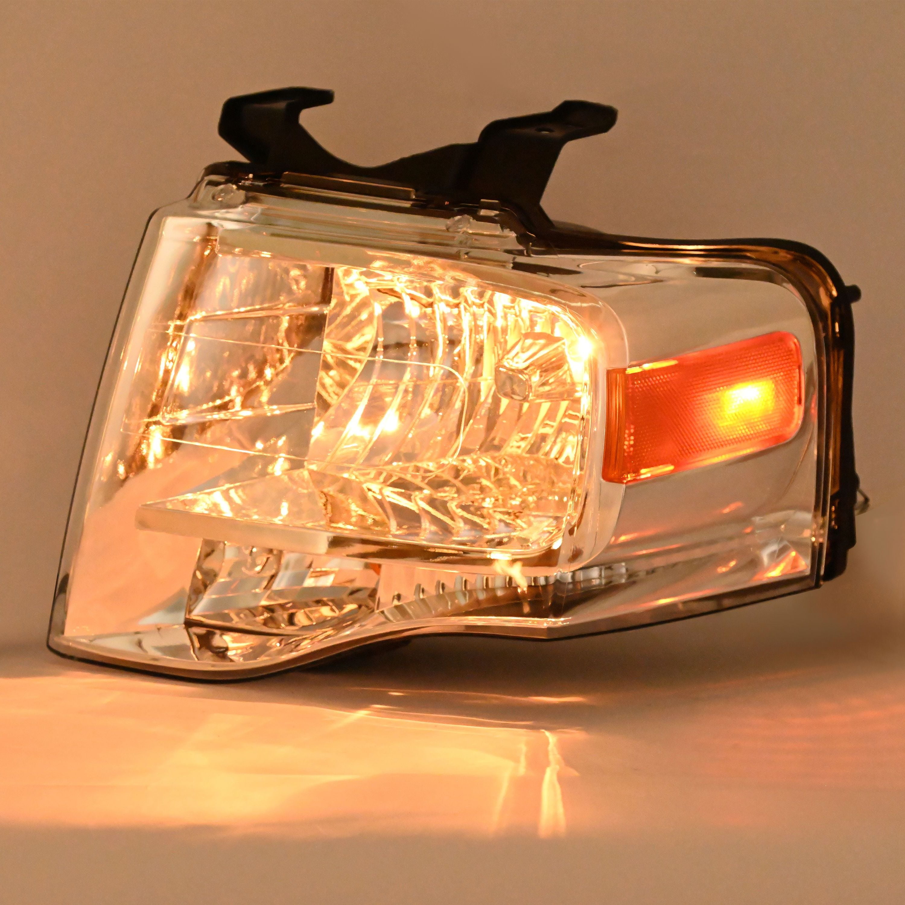 Kojem Left Headlight Assembly for 2007-2014 Ford Expedition Replaces 7L1Z13008BB FO2502226 Halogen Headlamp Front Light Lamp w/Bulb Clear Lens Chrome Housing Driver Side