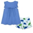 thumbnail image 2 of Millie Loves Lily Girls Marina Blue Ruffle Top and Turtle Print Ruffle Short Set,Big Girls,Size 5,2-PCS, 2 of 5