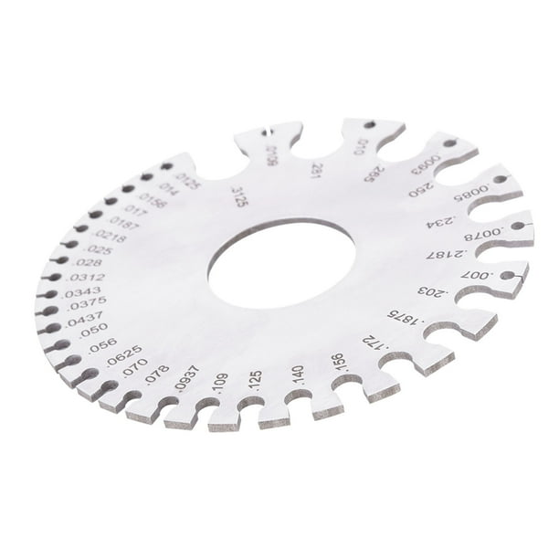 Medidor de espesor de alambre redondo de 2 lados de acero inoxidable, regla de prueba, herramienta de calibre de diámetro