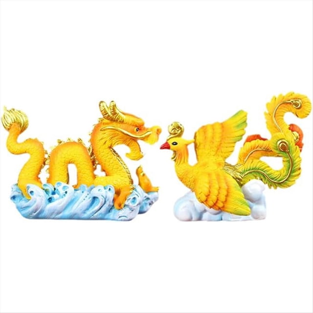 Estatuilla de DragóN y FéNix Feng Shui, Estatua del AñO del DragóN, Animal del ZodíAco para Regalo de Mini Paisaje de AñO