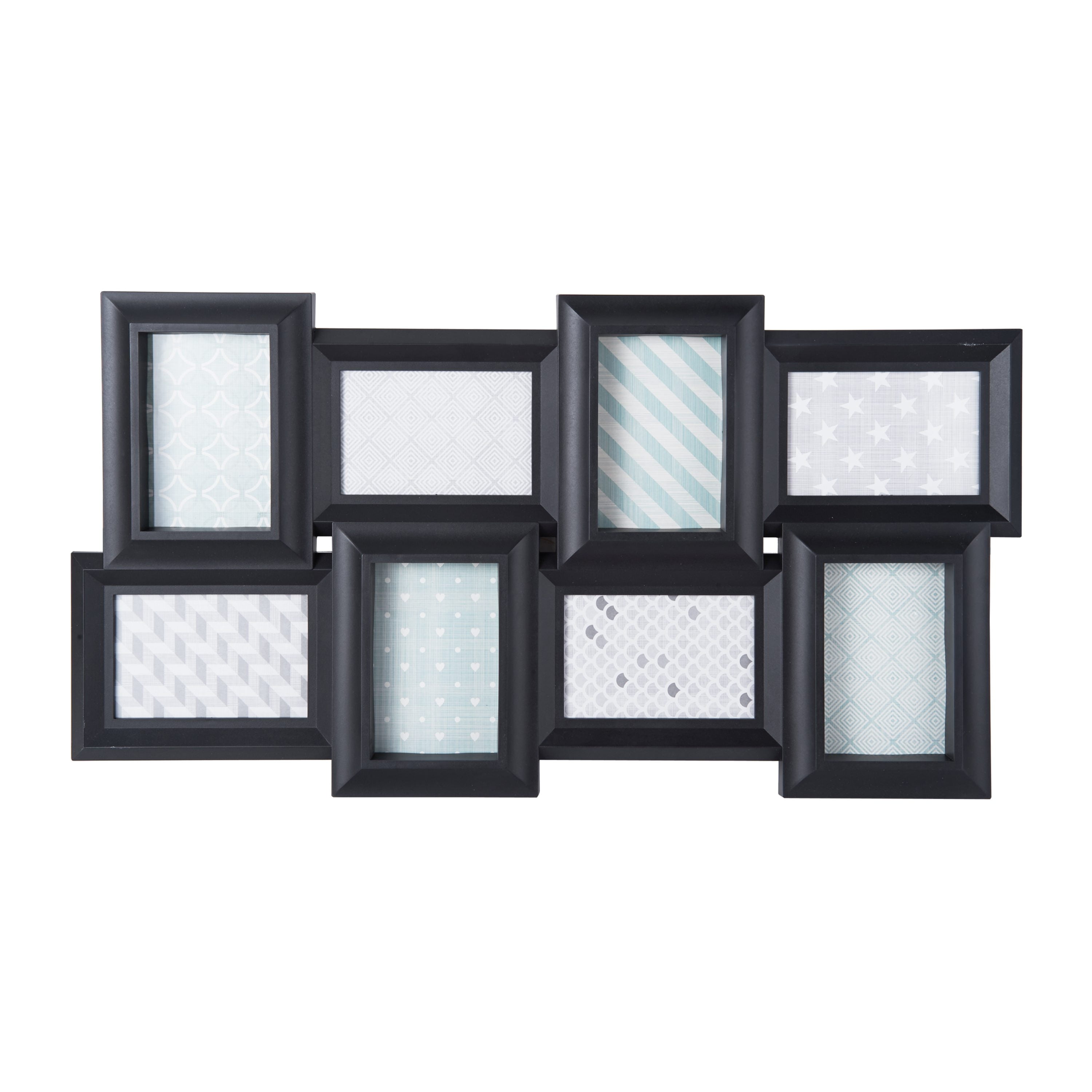 Melannco 27 Inch X 15 Inch 8 Opening Photo Collage ,Black Picture Frame