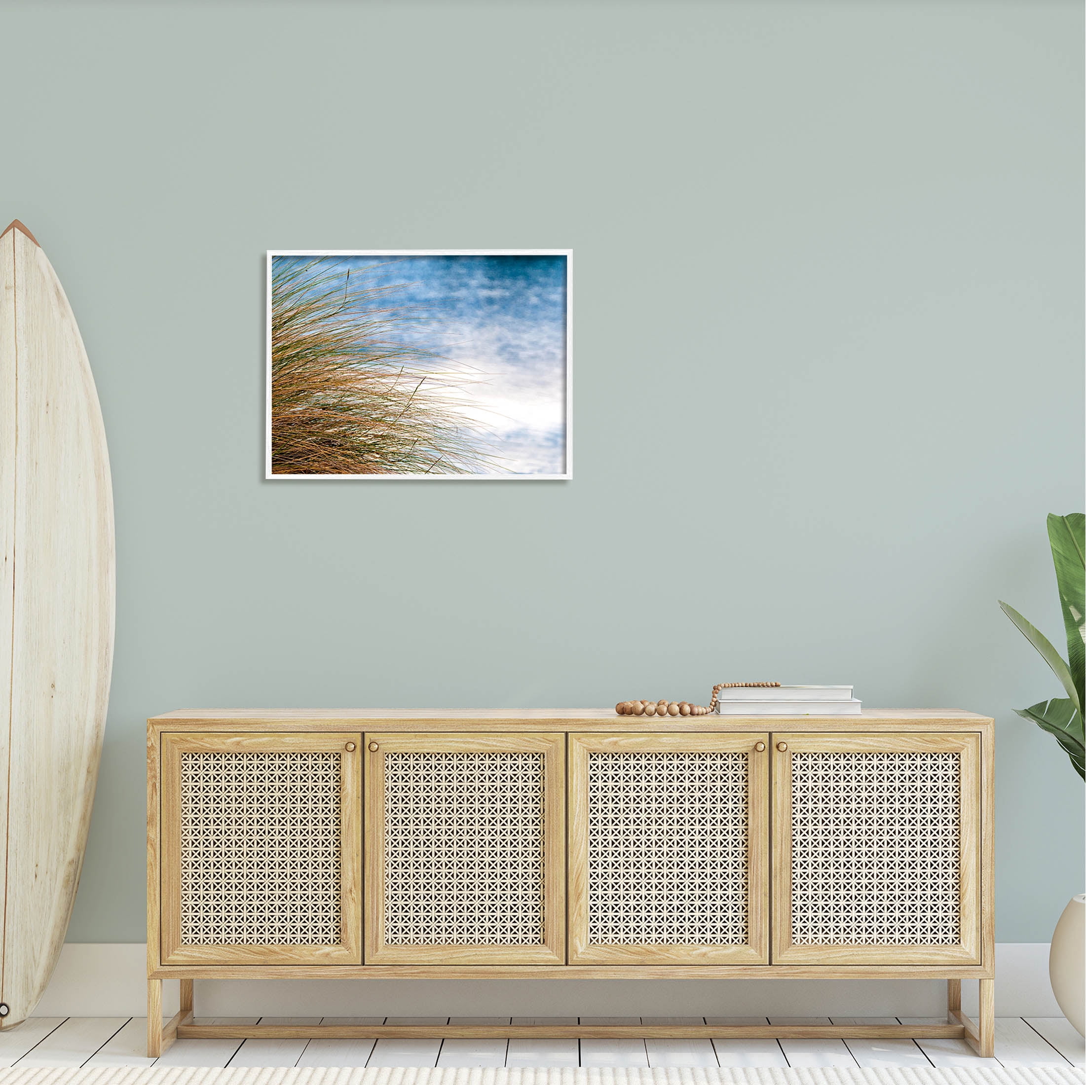 Stupell Industries Summer Beach Reed Grass Photography Photograph White Framed Art Print Wall Art, Design by Mary Lou Photography