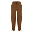 thumbnail image 6 of Fengqque Cargo Pants for Women Wide Leg Casual High Waist Baggy Elastic Drawstring Hiking Track Sweatpants Brown XXL, 6 of 9