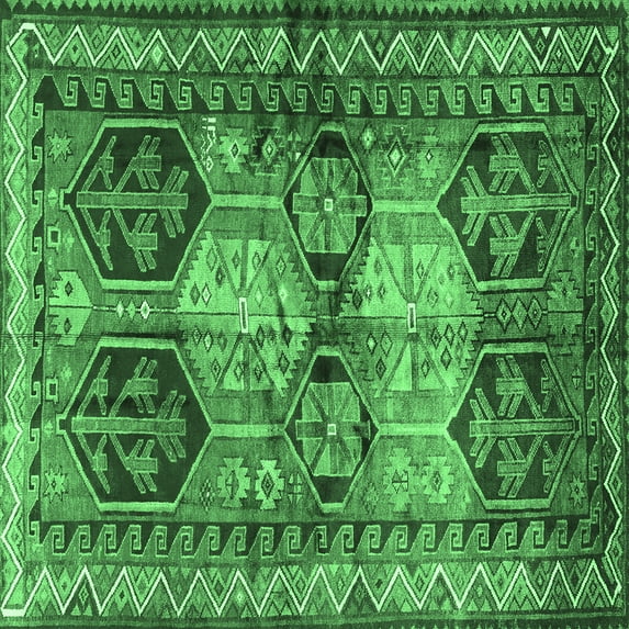Ahgly Company Indoor Square Persian Emerald Green Traditional Area Rugs, 5' Square