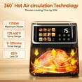 thumbnail image 5 of Air Fryer, LED Digital Color Display with Easy-View Window, 9QT for 4-6 People, 1700W Powerful Heating, Nonstick & Dishwasher Safe Frying Basket, 85% Less Oil, 5 of 9