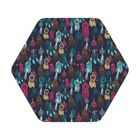 

Giroia Colorful Dreamcatcher1 Coasters Leather Coasters Set of 6 Coaster for Drinks Hexagon