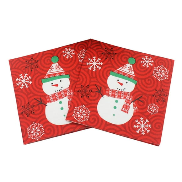 20 unids/set servilletas navideñas de muñeco de nieve hermosas servilletas navideñas para fiesta en casa