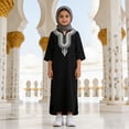 thumbnail image 5 of Tiijoy Girls African Abaya Kids Casual 3/4 Sleeve Loose Robe Gown Long Shirt, Sizes 1-6, 5 of 5