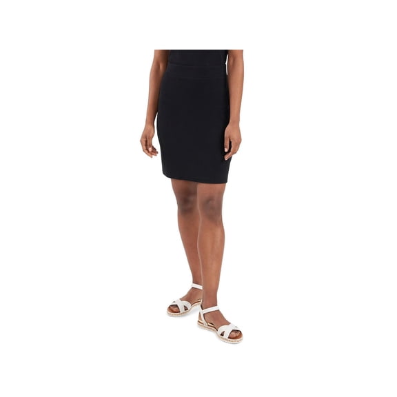 Riley & Rae Womens Sia Ribbed Short Mini Pull On Skirt Rich Black XS