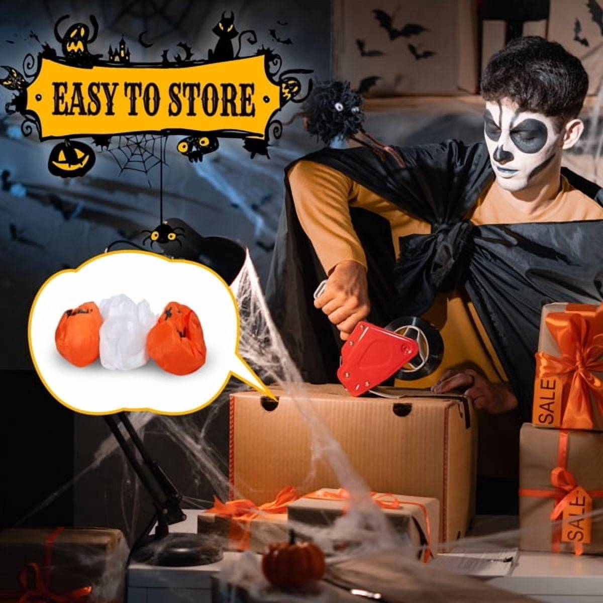 11.8FT Giant Halloween Inflatable, Ghost & Pumpkin Design, LED Lights, Waterproof Polyester, Stakes/Ropes Included for Yard/Party Decoration